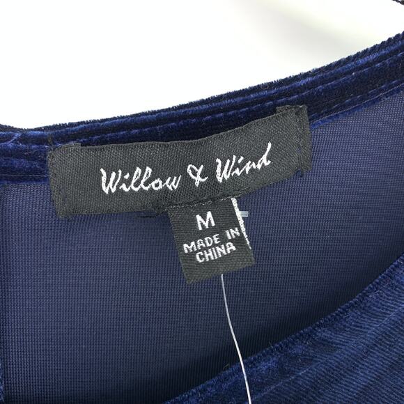 Willow & Wind Dress Women's Size Medium Cross Front Slimming Velvet Blue NWT - Picture 5 of 7